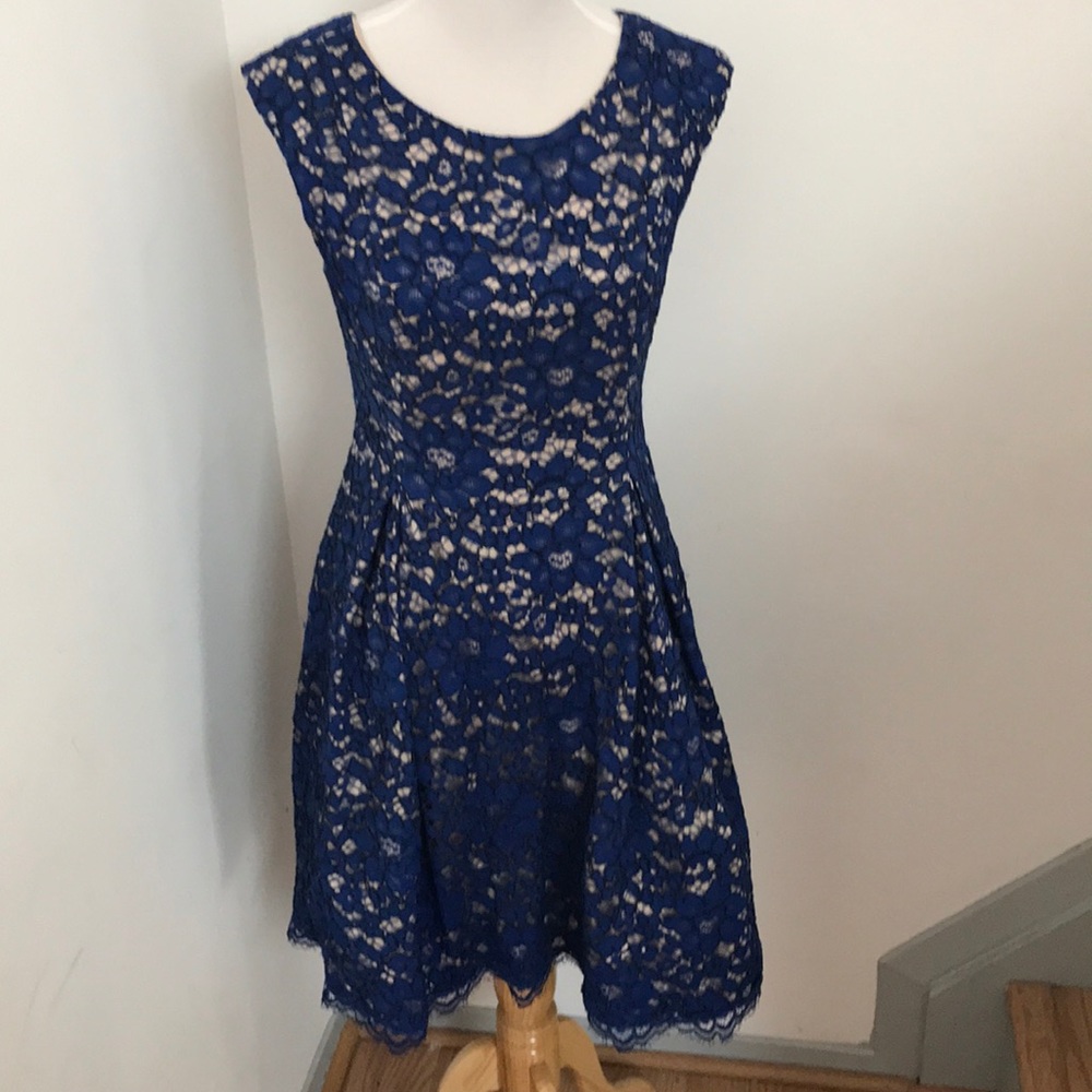 Royal blue lace dress with pockets